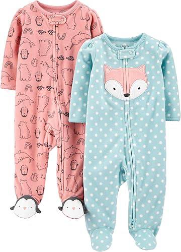 🫧 Macacão de dormir para bebês Fleece Footed Sleep and Play, Pack of 2 Simple Joys by Car