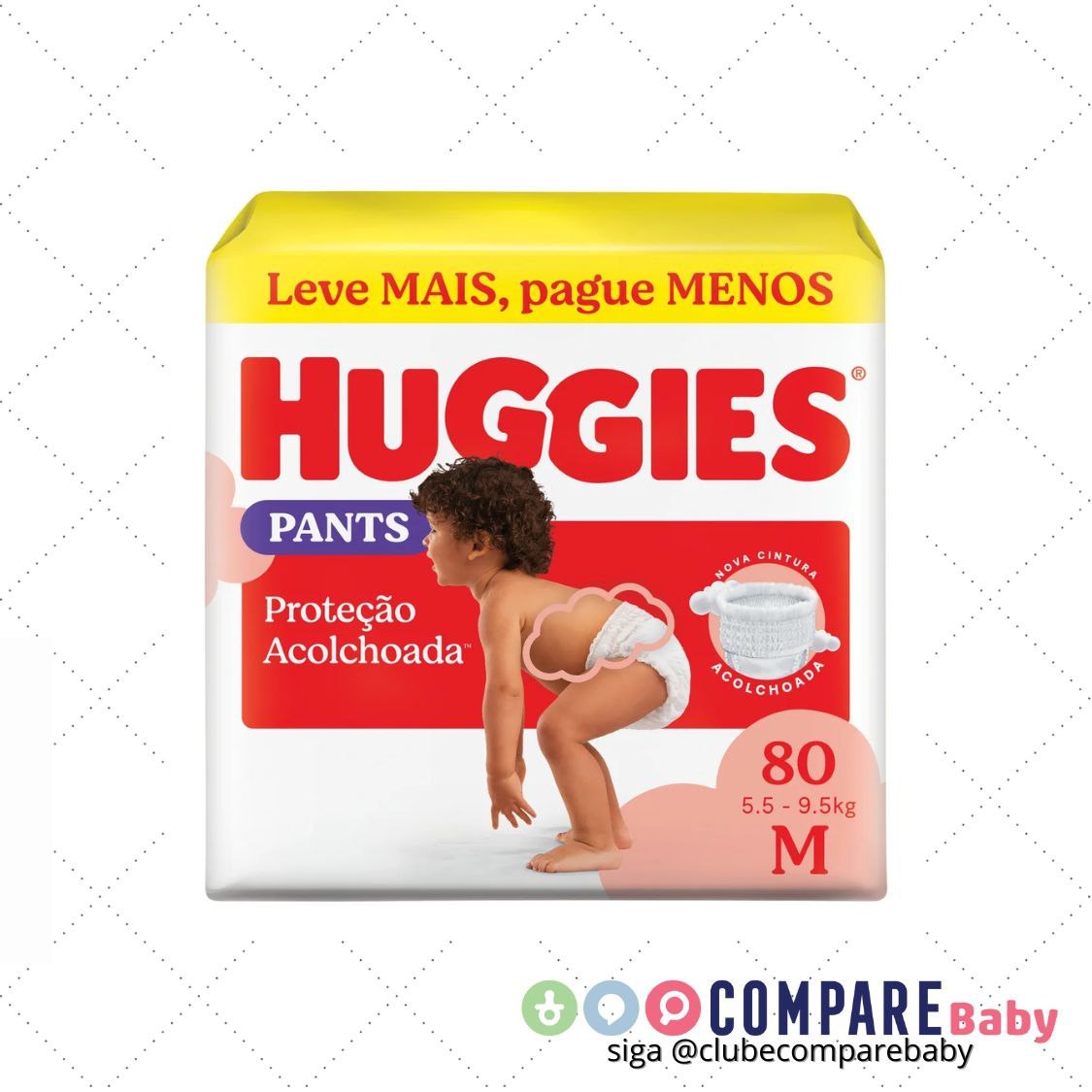 😍 Huggies Fralda Pants Roupinha Proteção Acolchoada M - 80 Un