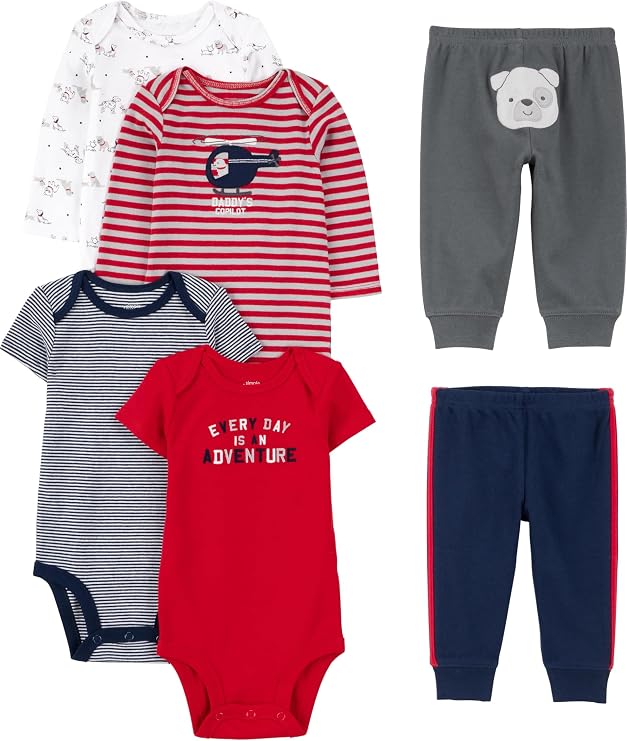 🫧  Simple Joys by Carter's Conjunto de 6 peças para bebês meninos (manga curta e comprida