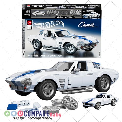 😍 Mattel Brick Shop Hot Wheels Jogo de Construção Elite Corvette Grand Sport em escala 1: