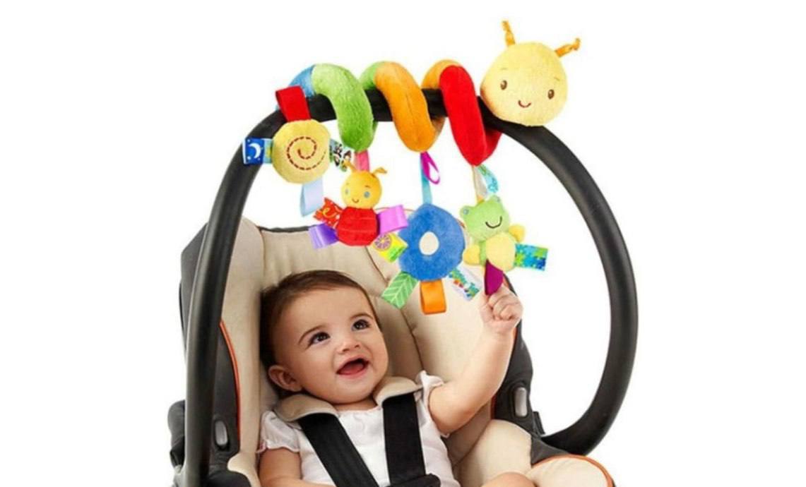 🫧 Brinquedo de pelúcia para Carrinho de bebê recém-nascido, formato espiral com chocalhos