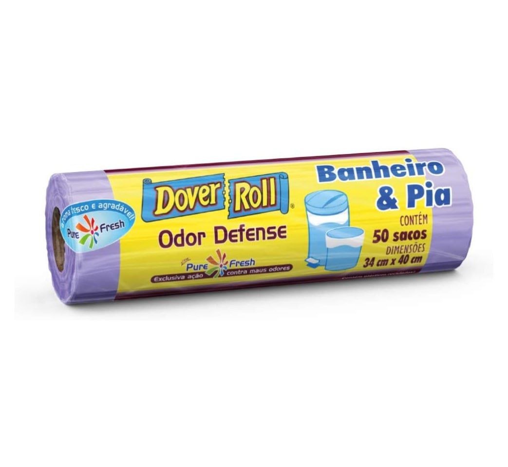 Sacos para Lixo Dover-Roll Odor Defense Banheiro & Pia Lilás 50 unidades