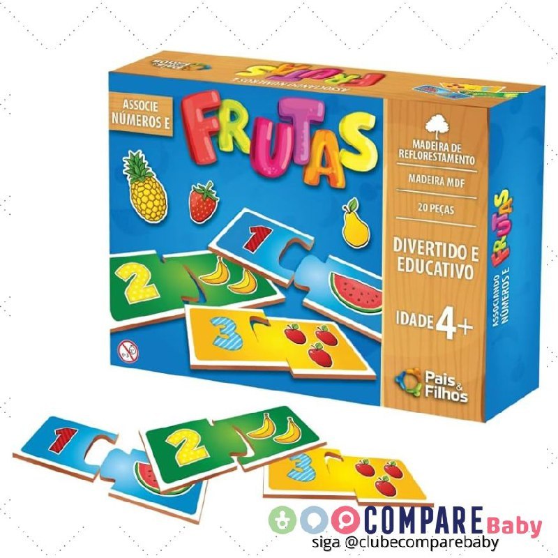 😍 Pais & Filhos - Associe Números E Frutas - Madeira, Sortido