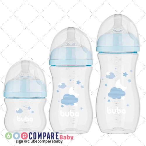 😍 Buba, Kit 3 Mamadeiras Easy Flow Nuvem Azul 120/270/330ml