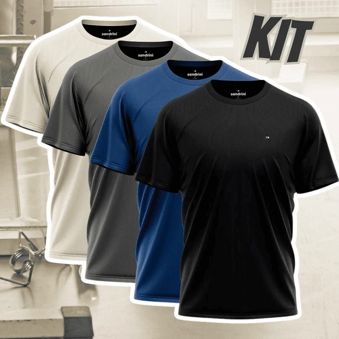 Kit 4 Camisas Dry-fit Sandrini Masculina Academia Treino Uv