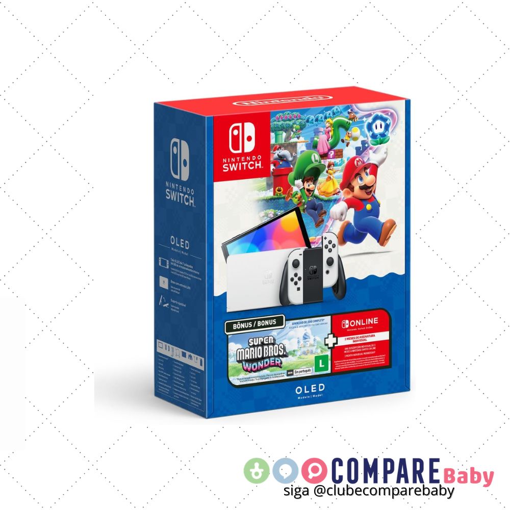😍 Bundle Nintendo Switch OLED + Super Mario Bros. Wonder + 3 Meses de Assinatura Nintendo