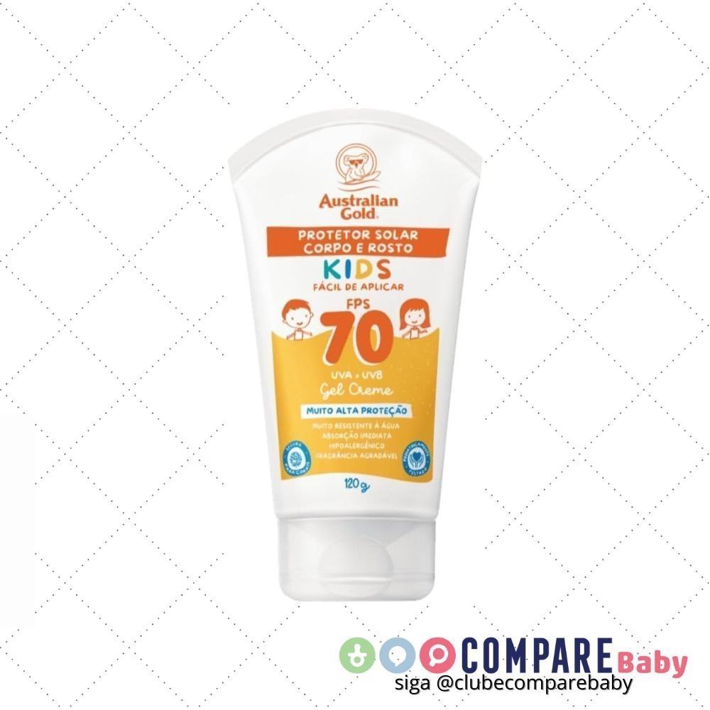 😍 AUSTRALIAN GOLD PROTETOR CORPORAL GEL CREME KIDS FPS 70 120g