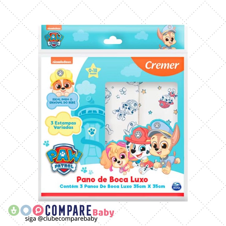 😍 Cremer Pano De Boca Patrulha Canina Cremer Pc 3Un Cx/12