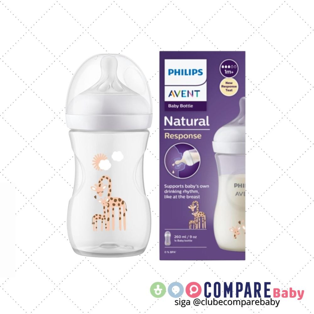 😍 Philips Avent Mamadeira Pétala 3.0 9oz/260ml com bico de fluxo médio (Fluxo 3), Decorad