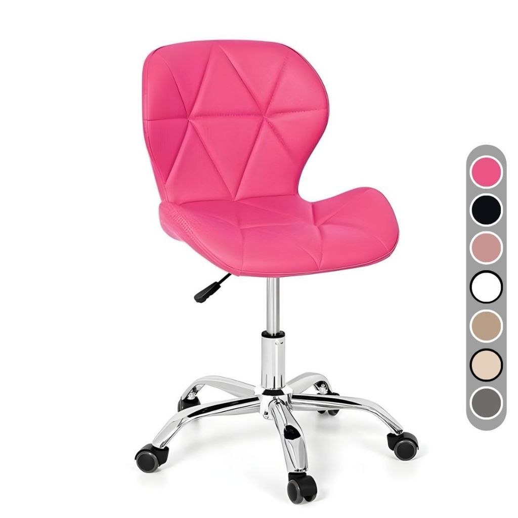 - Cadeira Eiffel Slim Giratória com Estofado Penteadeira Base Cromada Evolux