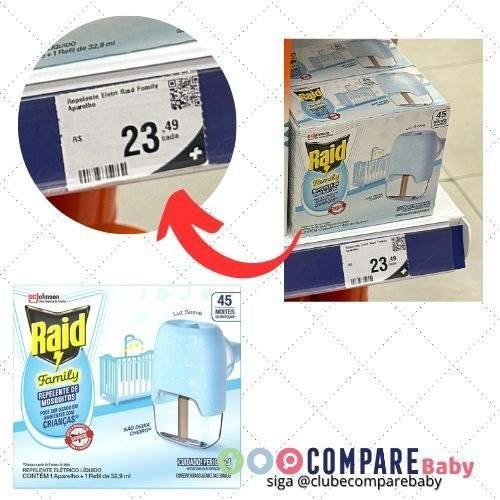 😍 Repelente Elétrico Raid Líquido 45 Noites Family Aparelho+Refil