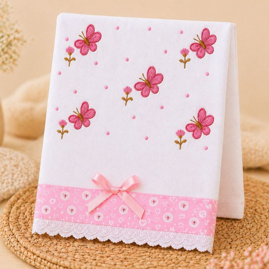 🛍️ Toalha Fralda de Banho Bordada Cueiro Bebe 1mx70cm  Tecido Duplo 100% Algodão Enxoval