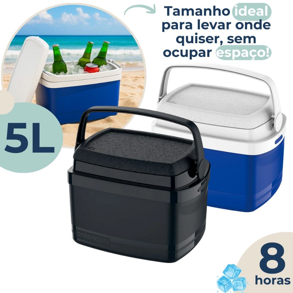 - Caixa Térmica Cooler Pequeno 5 Litros com Alça Soprano