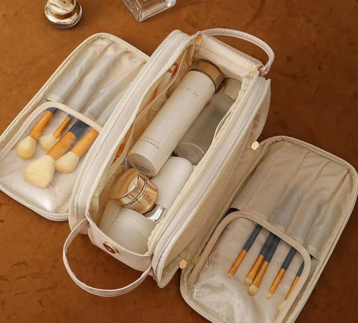 Bolsa Cosmética De Grande Capacidade Com Abertura Em Forma De U (Diversas cores)