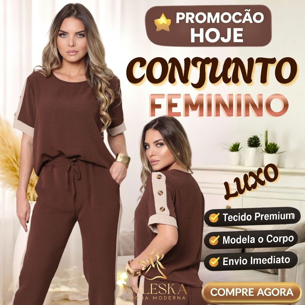 - Conjunto Feminino Elegante calça + Blusa Premium Cintura Alta Moda invierno 2026 ENVIO I