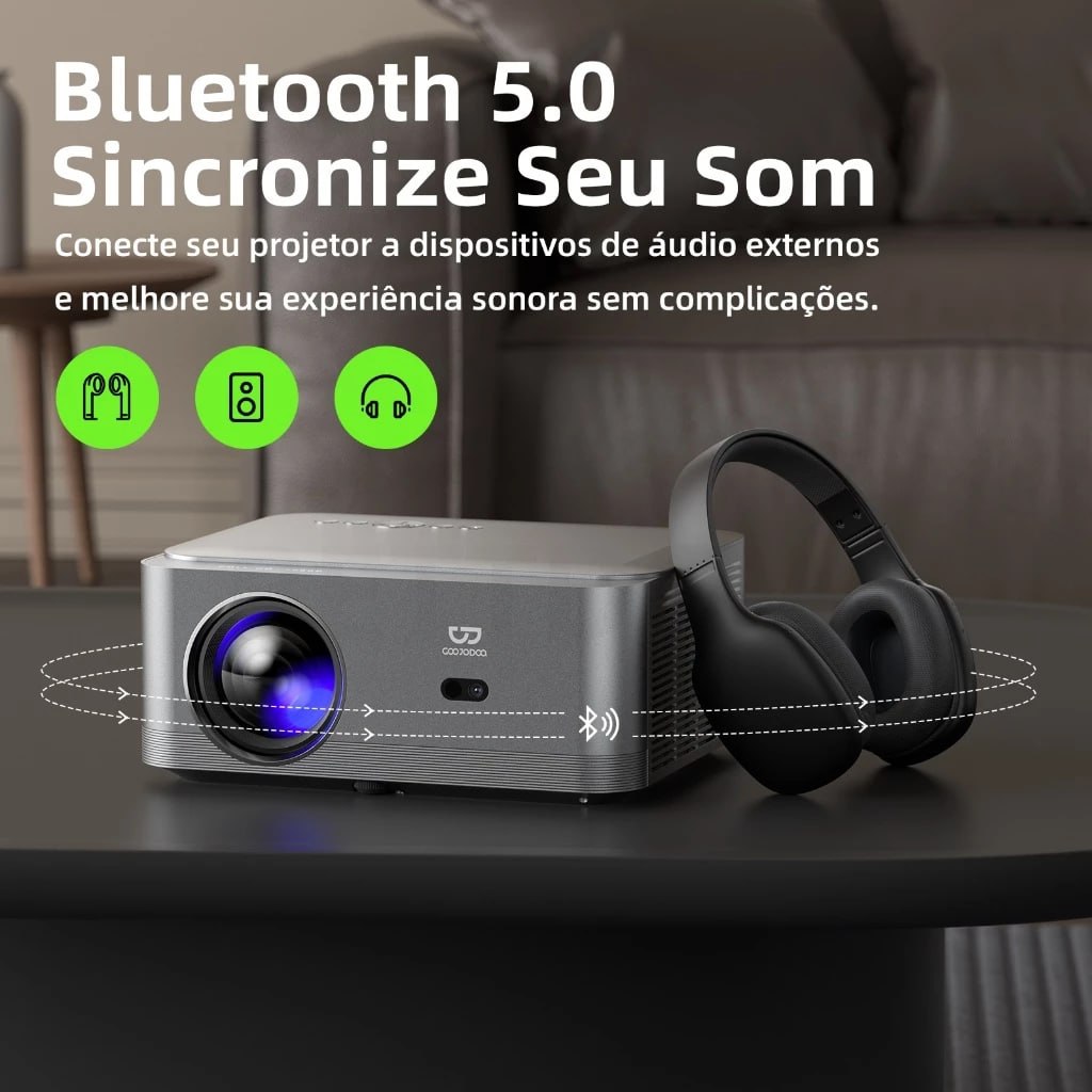 📹Projetor BETTDOW AC1082 Full HD 1080P 4K 20000 Lumens com foco automático, Wi-Fi 5G e ve
