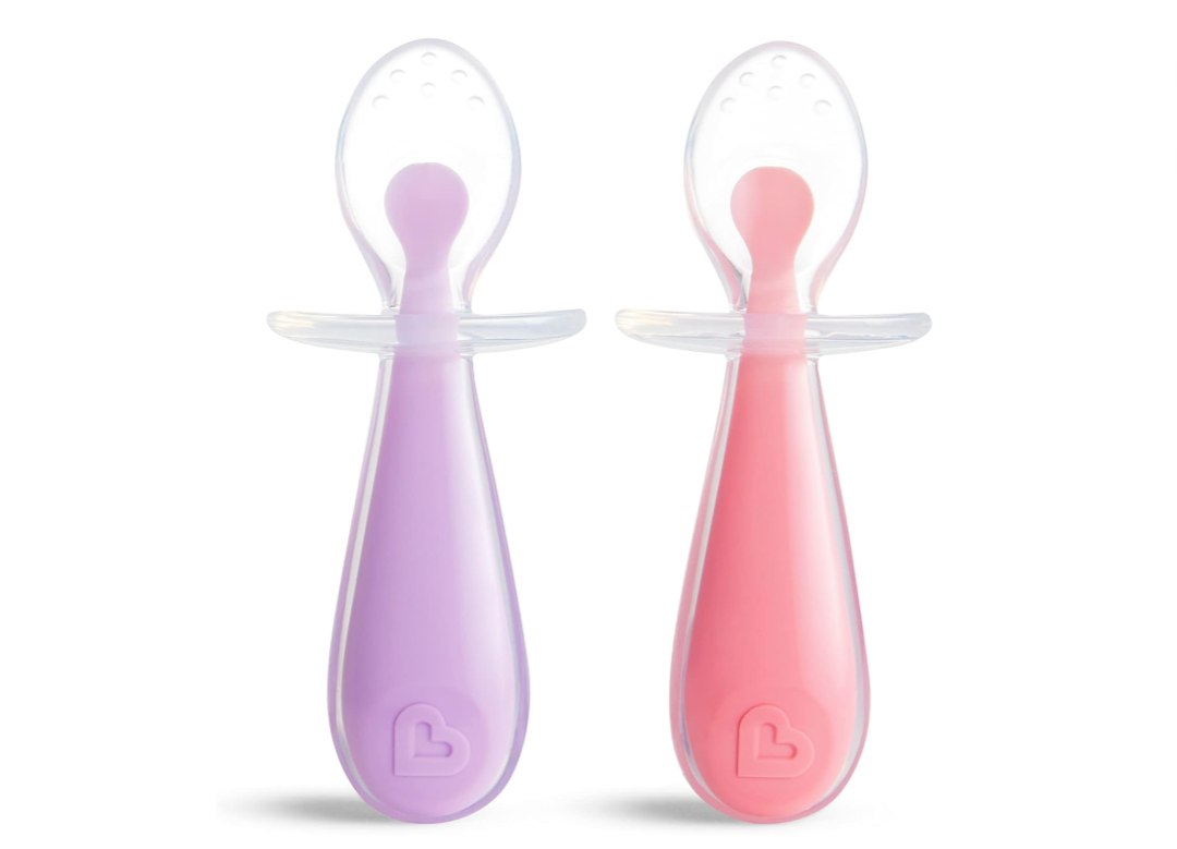 🫧 Conjunto De Colheres De Silicone Rosa E Roxo, Munchkin, Rosa E Roxo