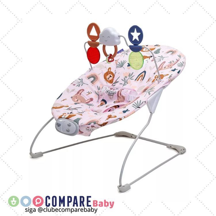 😍 Bouncer Cosco Kids, Zeen, 0 a 13kg, Rosa Floresta