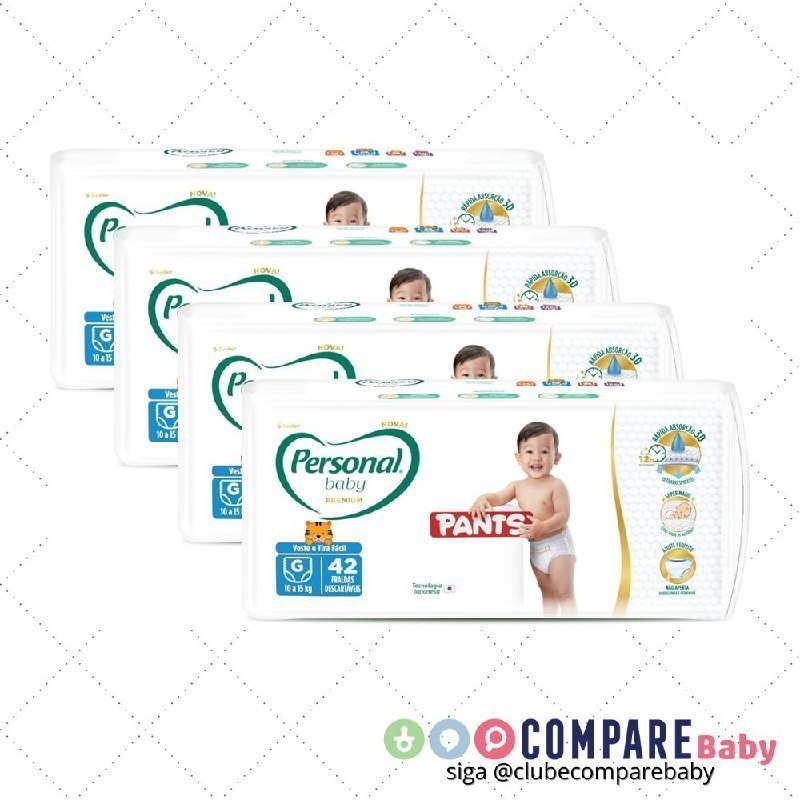 😍 Fralda Personal Baby Premium Pants G 4 pacotes c/42 fraldas (168 unidades)