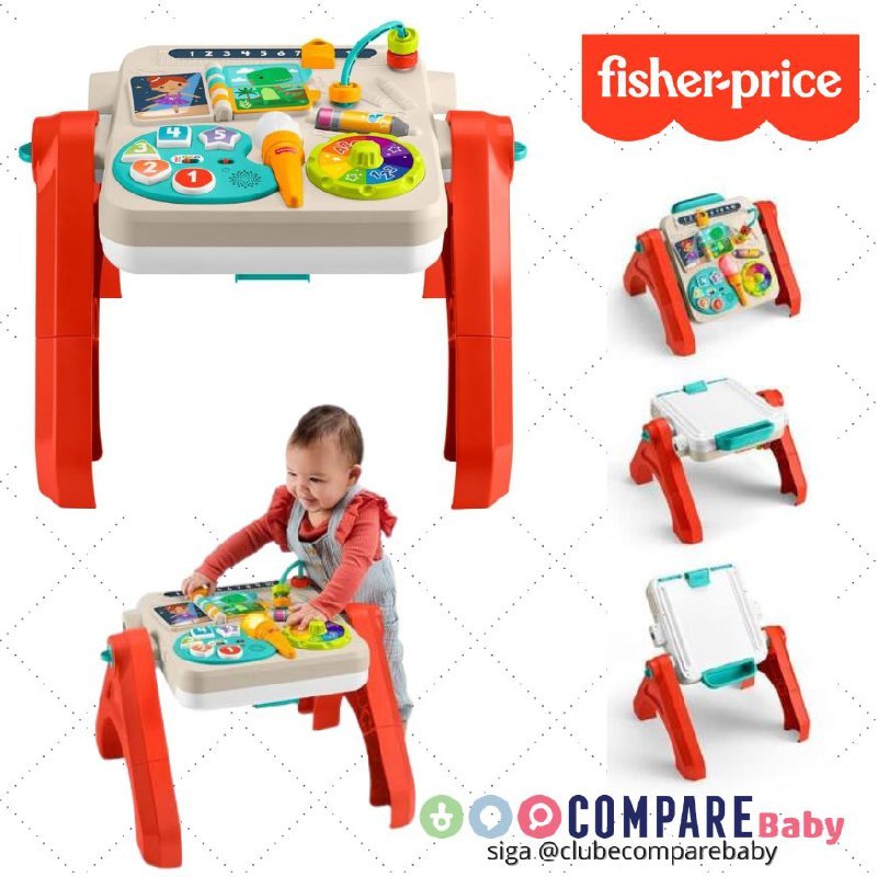 😍 Fisher-Price Brinquedo para Bebês Mesa de Atividades 4 em 1 para crianças a partir de 6