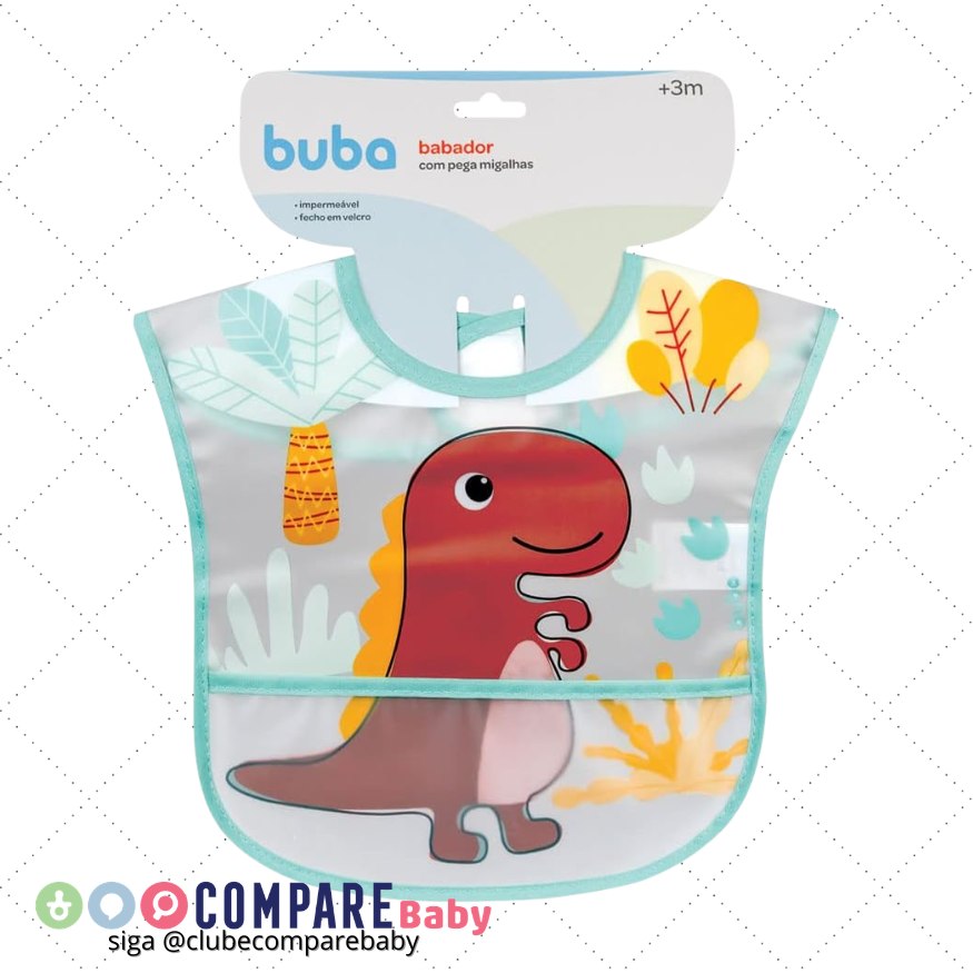 😍 Buba Babador Com Bolso Dino Colorido