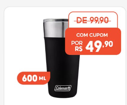 🥃Copo Térmico com Tampa 600ml Preto Coleman