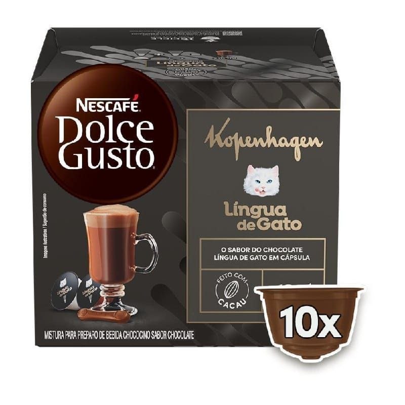 🛍️ NESCAFÉ DOLCE GUSTO Chococcino Lingua de Gato Kopenhagen - 10 CÁPSULAS