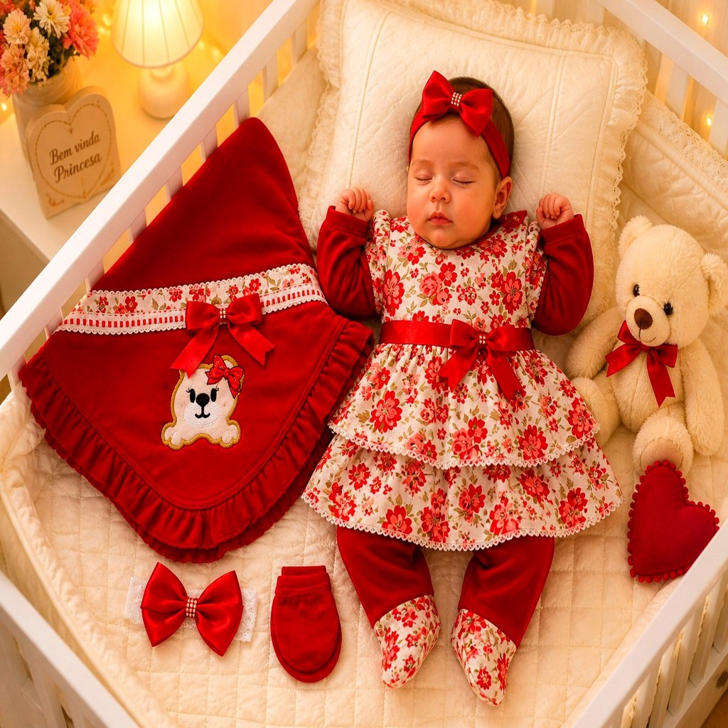 🛍️ Saida Maternidade menina bebê 5 peças