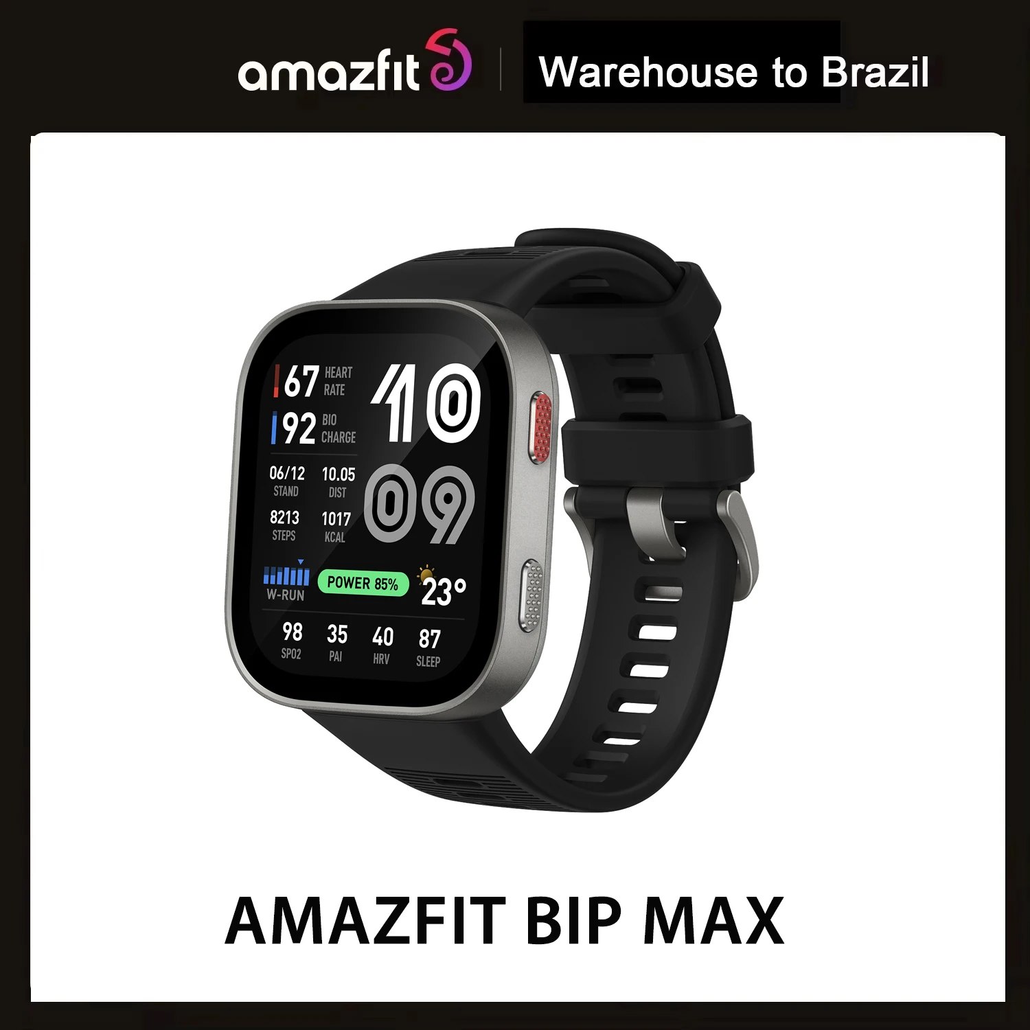 Amazfit Bip Max Smartwatch - Tela AMOLED de 2,07″ com 3000 nits, GPS Integrado, Mapas Offl