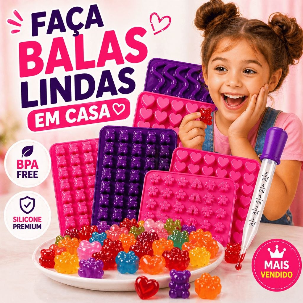 - Molde Silicone Gummy Bear Mini Forma Para Goma Gelatina Decoração Bala Candy + Conta Got