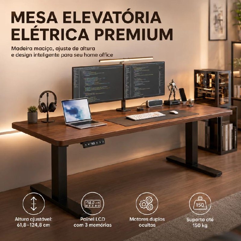 🖥️ Mesa Elétrica com Altura Ajustável e Memória