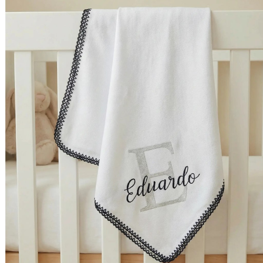 🛍️ Cueiro Flanelado Bebê 80x80 100% Algodão Personalizado com Inicial e Nome
