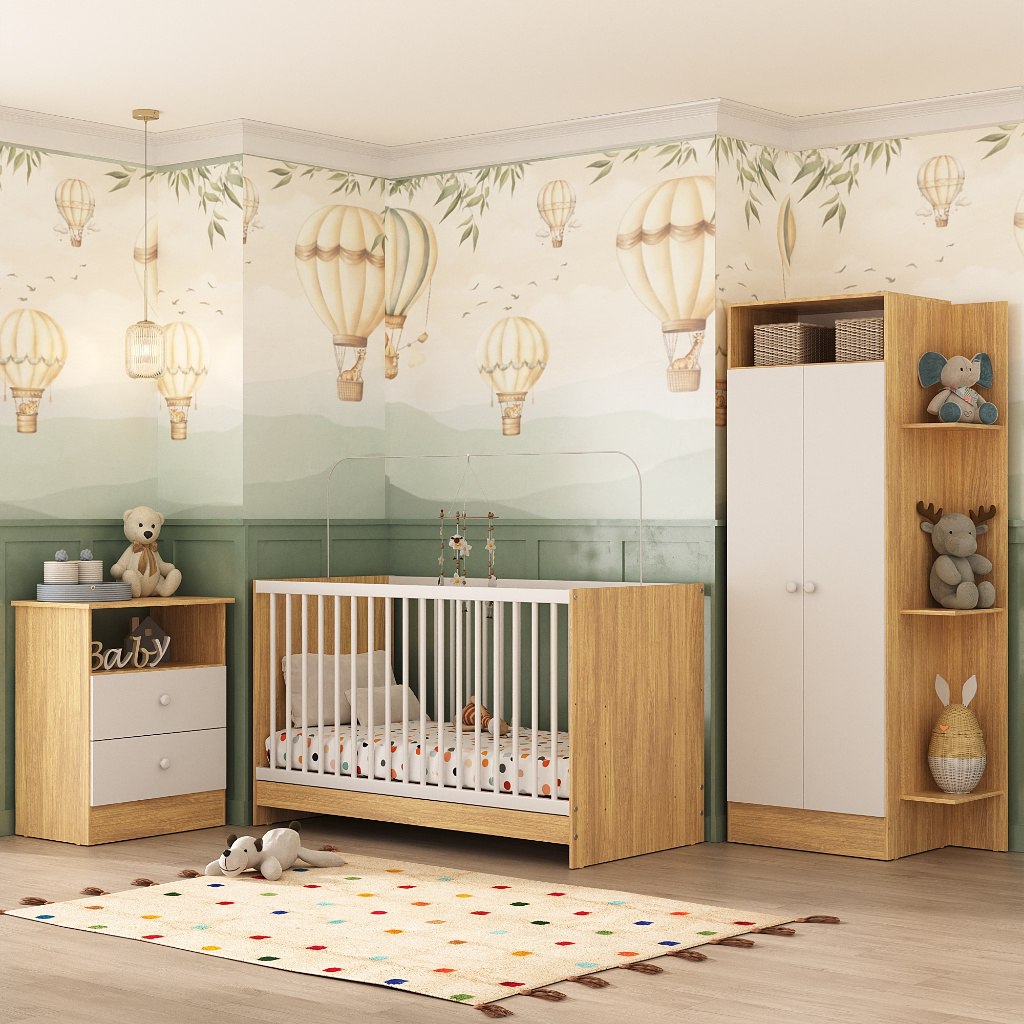 🛍️ Jogo De Quarto Infantil Trevalla Móveis Pom Pom 3 Peças e 3 ANOS de Garantia