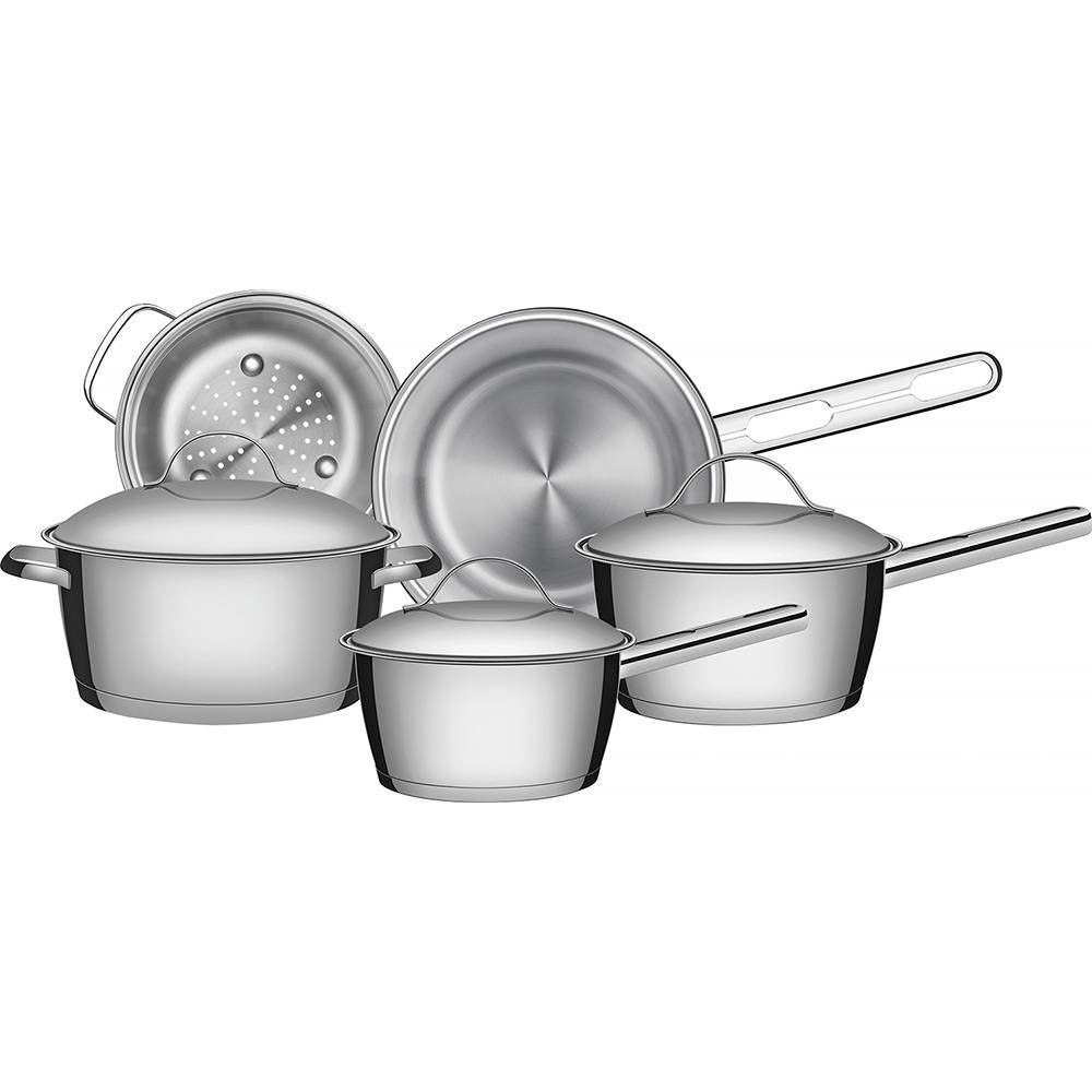 🛍️ Jogo de Panelas de Aço Inox Indução Tramontina 5 Peças Allegra