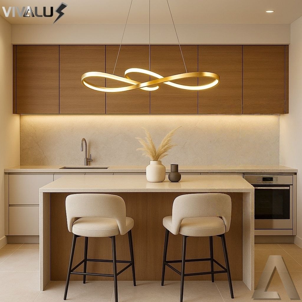- Lustre Pendente de Led 40w Dourado 70cm 3 Cores De Luz Pendente Moderno Clave Para Sala