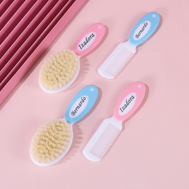🛍️ 2-Peças Personalizado Qualquer Nome Escova De Cabelo De Bebê E Conjunto De Pente Para