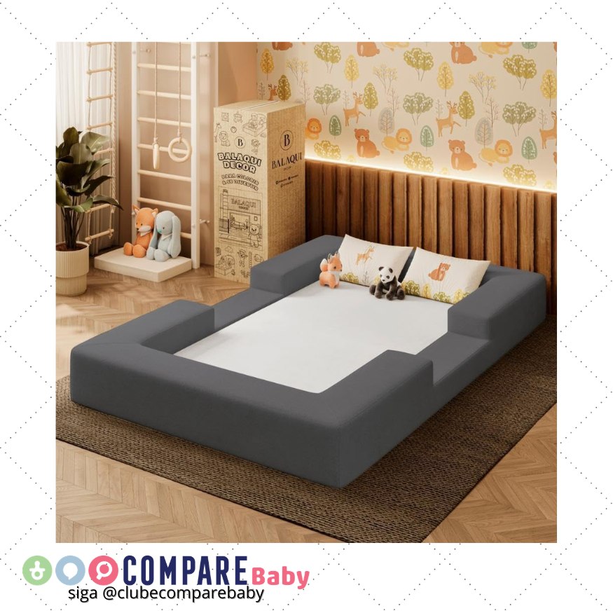 😍 Cama Montessoriana Berço Infantil 100% Espuma Balaqui Decor Cor:grafite