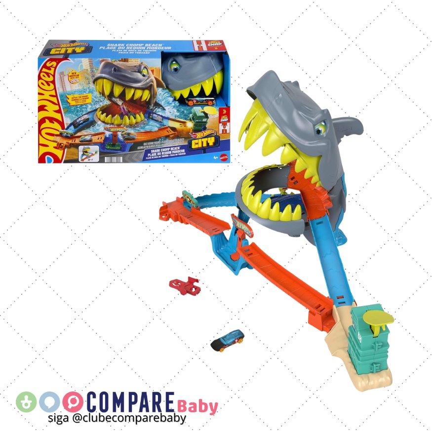 😍 Kit Pista Hot Wheels City Tubarão Mattel
