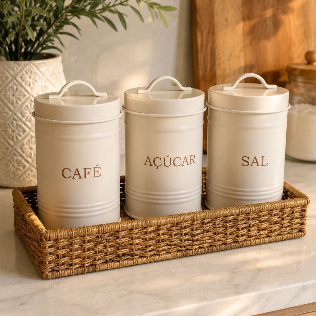 - Lata para Alimentos em Aço Galvanizado Retro 1,35L