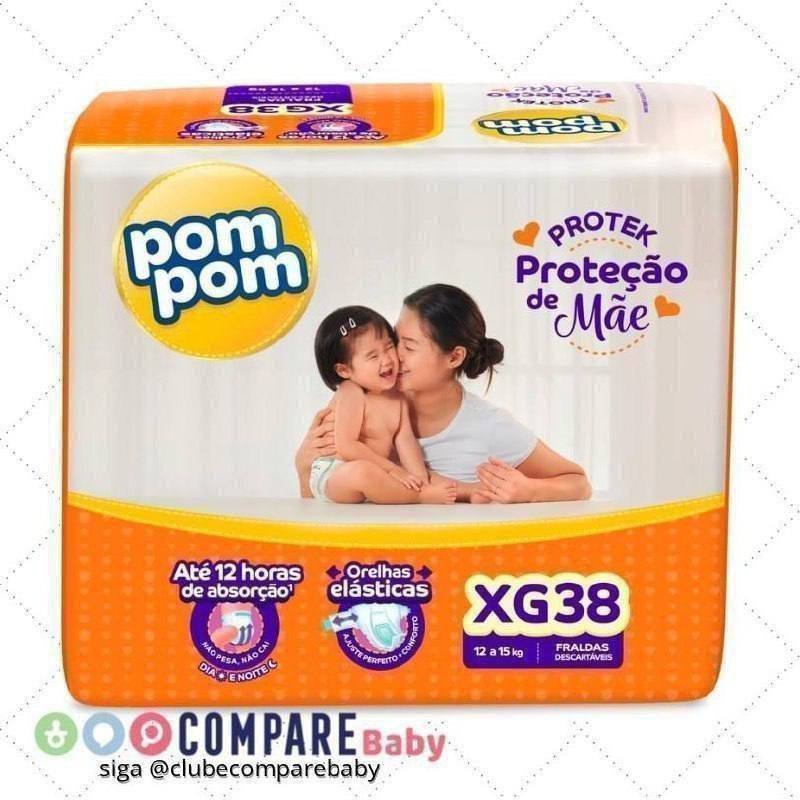 😍 Fralda Pom Pom Derma Protek Proteção de Mãe Mega XG 38 Unidades