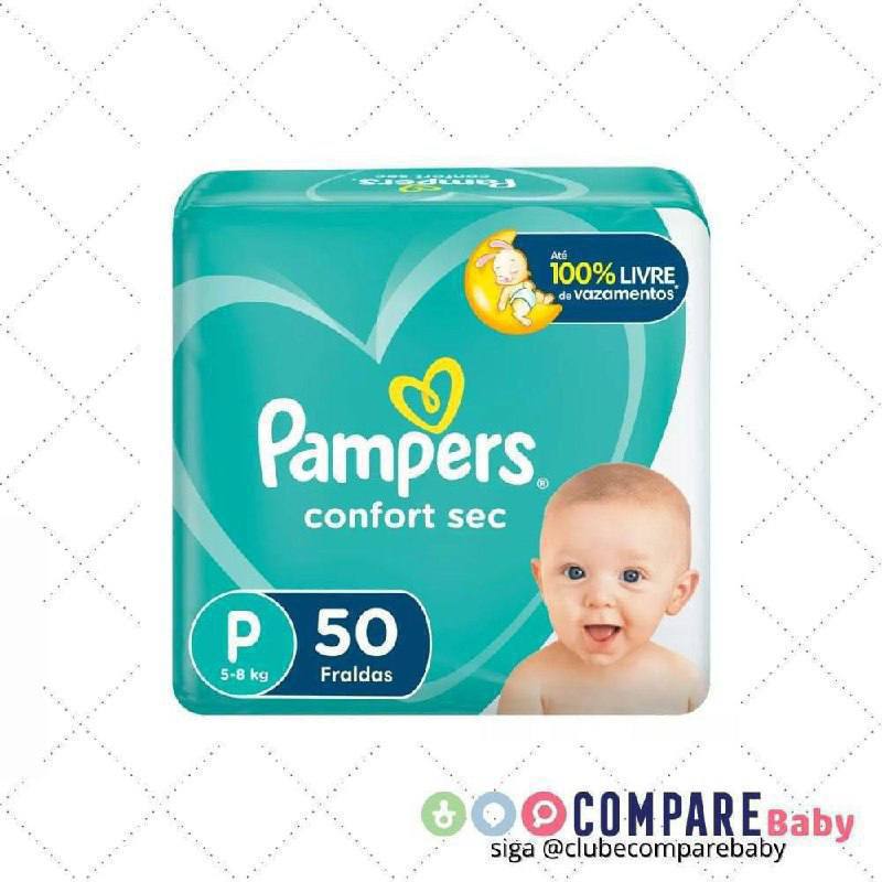 😍 Fralda Pampers Confort Sec, P, 50 Unidades