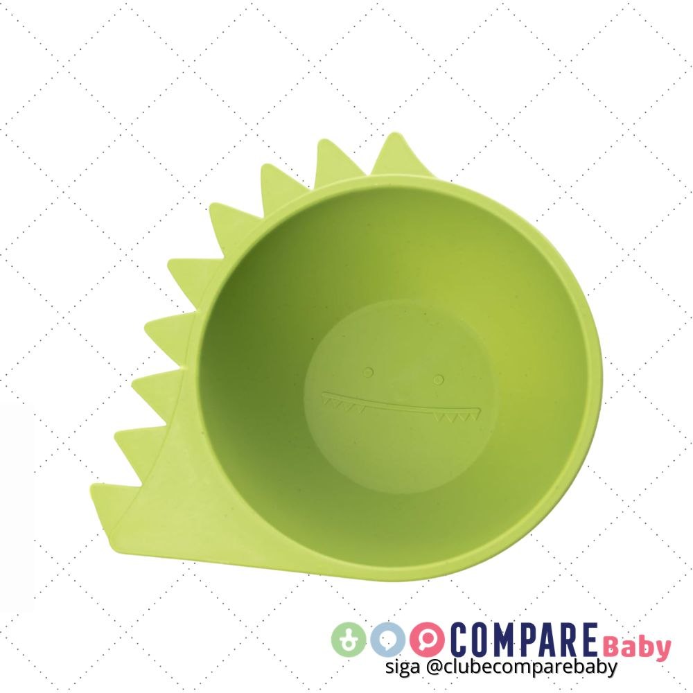 😍 LYOR - Bowl de Bambu e PP Baby Dino Verde 15cm x 17,5cm x 6cm