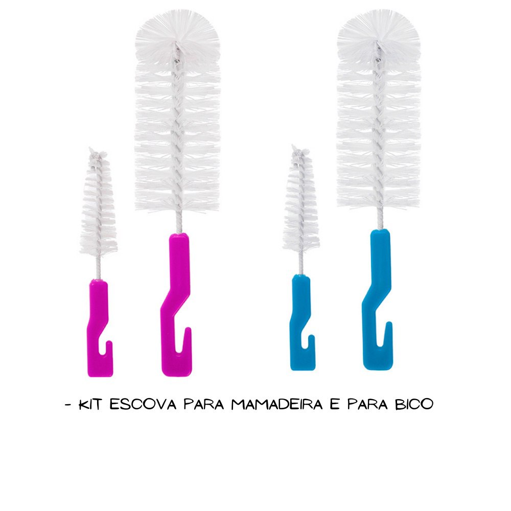 🛍️ Kit Escova Para Lavar Mamadeira Com 2 Itens Lava Mamadeira E Bico Para Bebes Limpeza