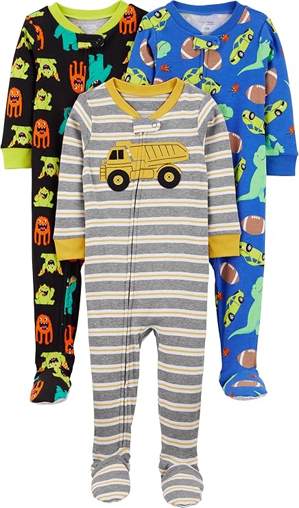 🫧 Macacão de dormir para bebês Pijama de algodão com pés justos Simple Joys by Carter's,