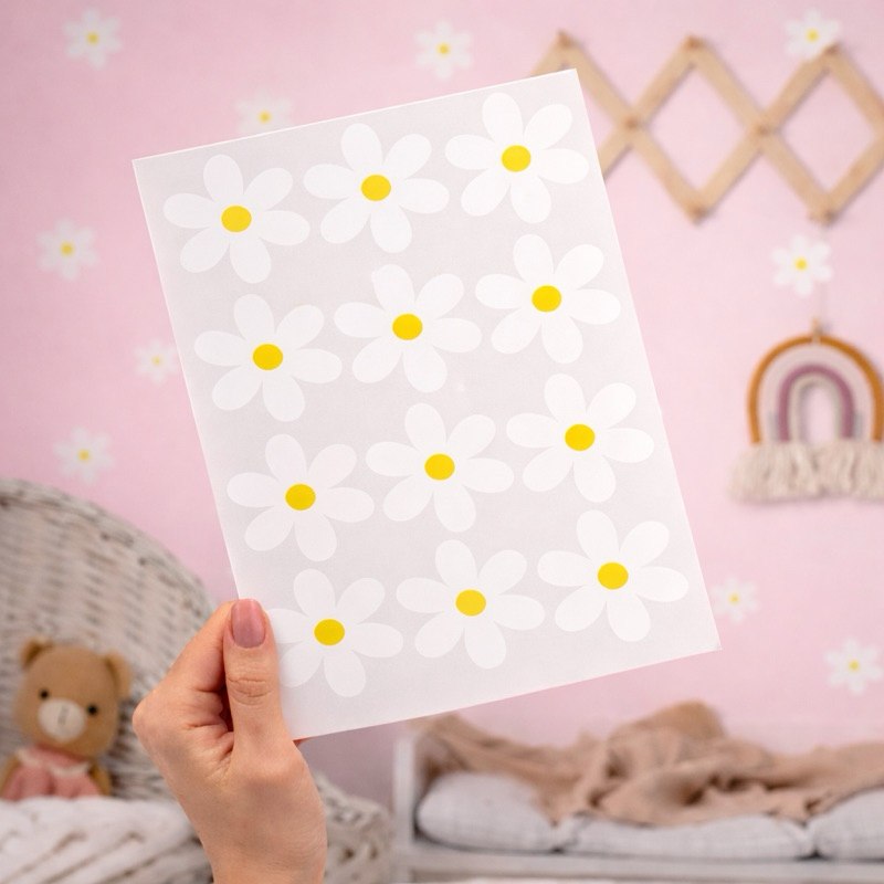 🛍️ kit Adesivo de Parede infantil flor margarida Decoração Quarto bebê menina kit 4cm, 7