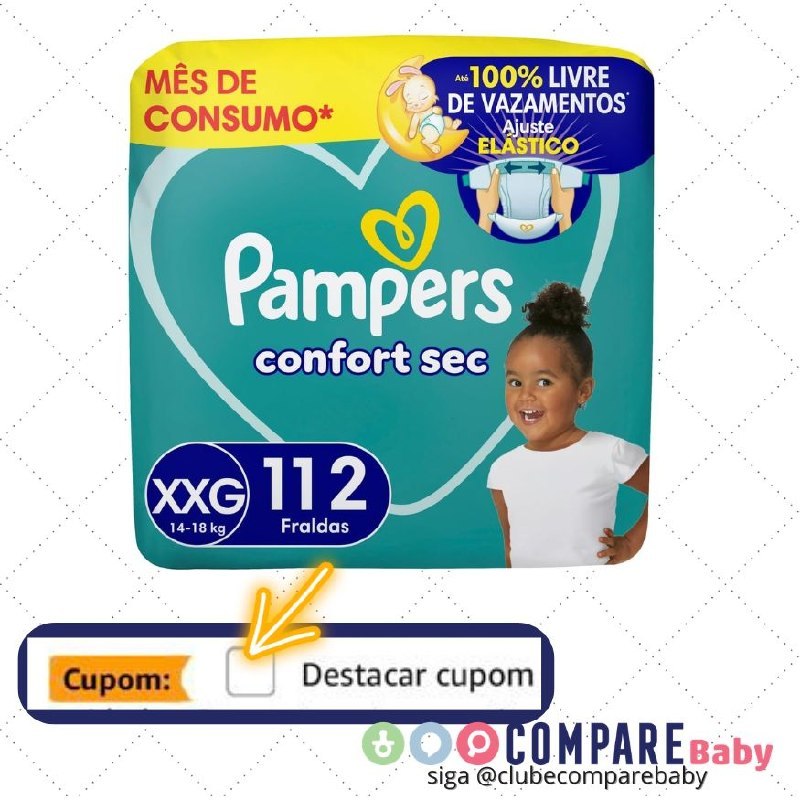😍 Fralda Pampers Confort Sec XXG - 112 unidades