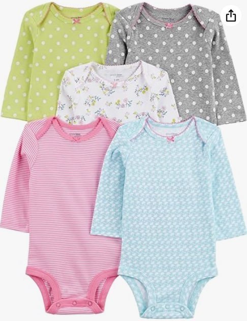 🫧  Body Pacote com 5 bodies de manga comprida Simple Joys by Carter'sMeninas tam 3-6m