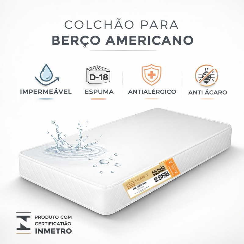 🛍️ Colchão De Berço Impermeável 130x70 Modelo Americano