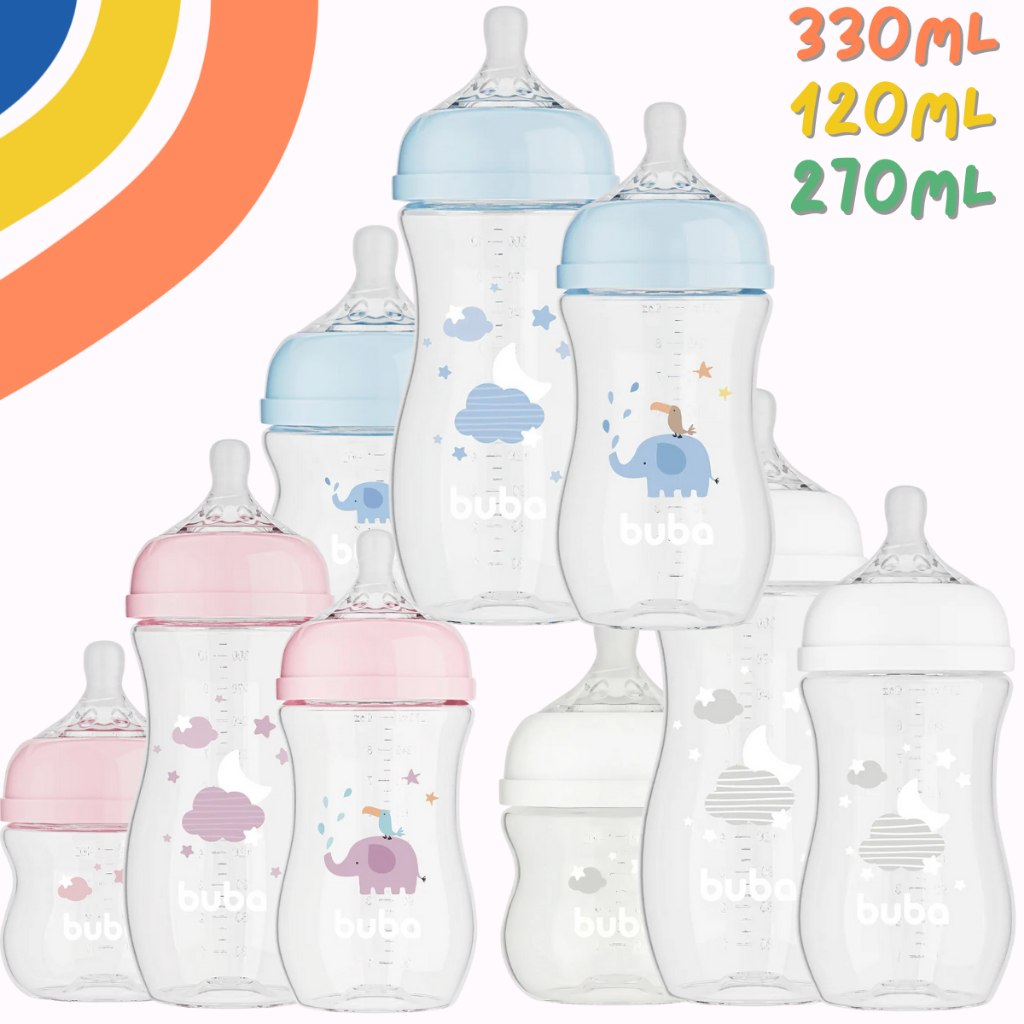🛍️ Kit 3 Mamadeira Buba Infantil 120ml 270ml 330ml Anticólica Bico Fluxo 1, 2 e 3