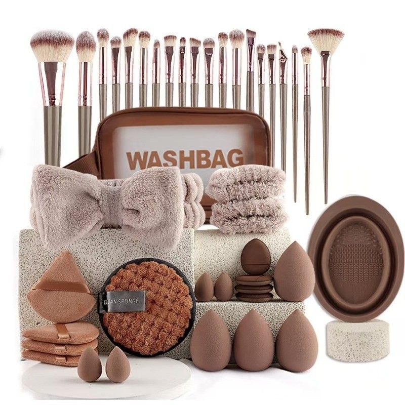 - 42 Pçs/set Profissional Rosto E Olho Kabuki Kit De Pincel De Maquiagem , Tiaras , Esponj